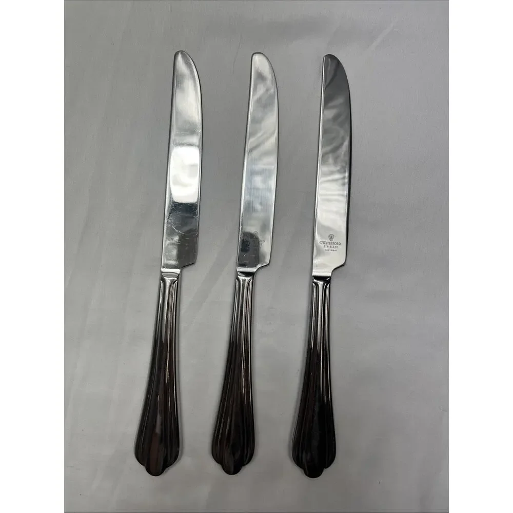 Waterford Linear Stainless Steel Dinner Knife Vietnam Set of 3 glossy finish